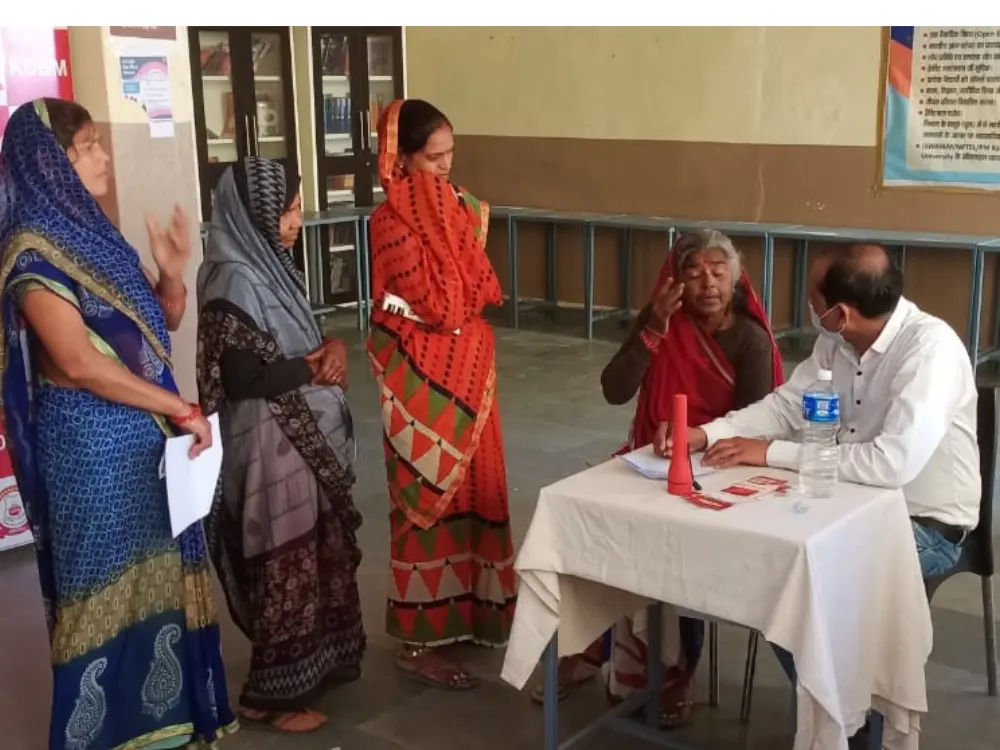 Patients waiting at eye camp