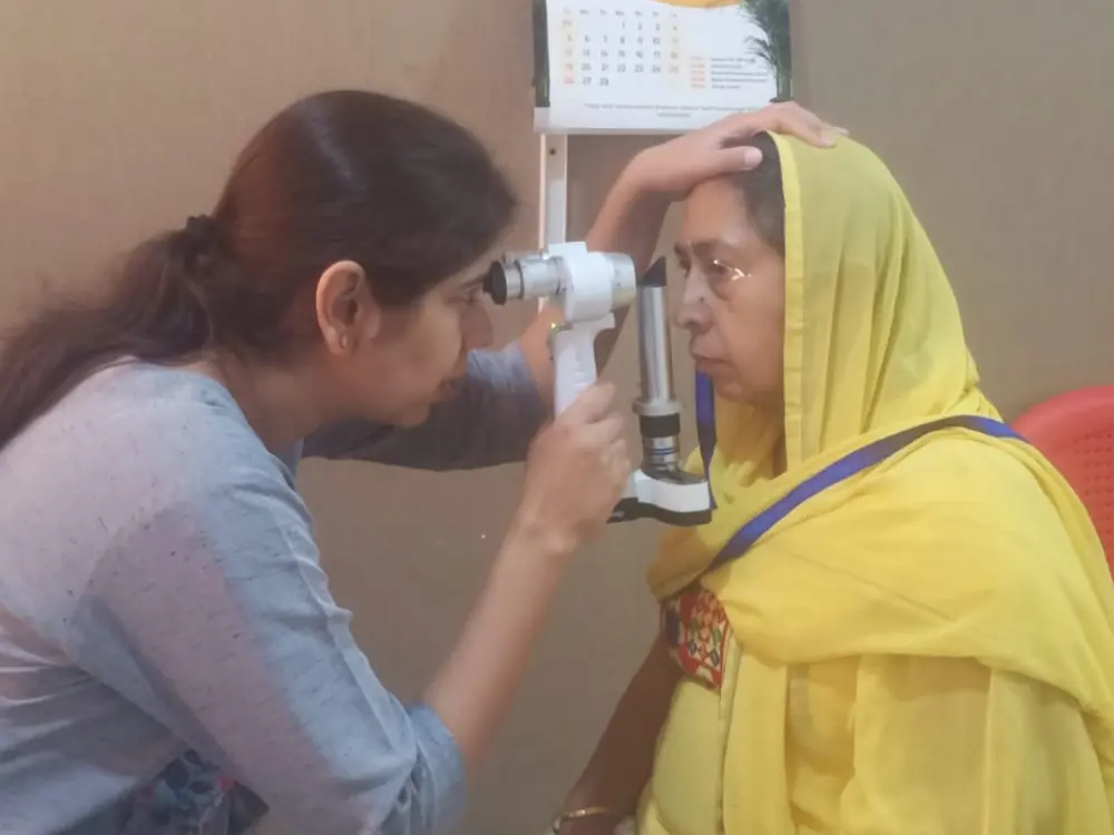 Eye examination at free checkup camp